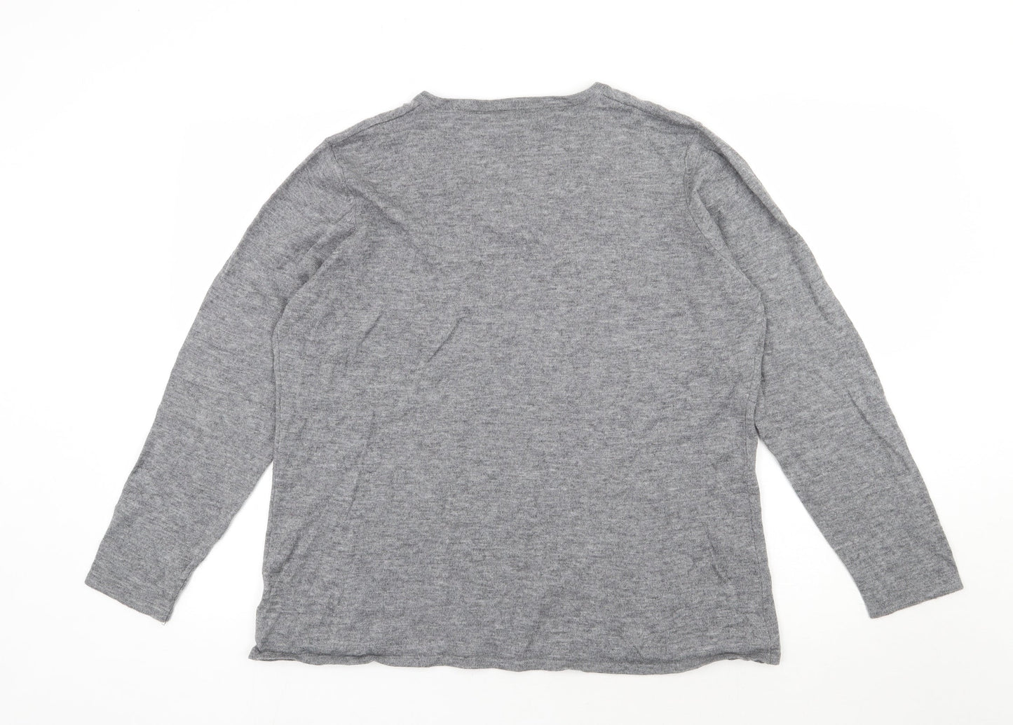 C&A Womens Grey V-Neck  Acrylic Pullover Jumper Size XL