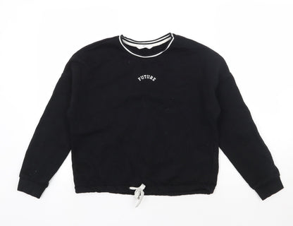 Marks and Spencer Girls Black  Cotton Pullover Sweatshirt Size 13-14 Years  Pullover - Future