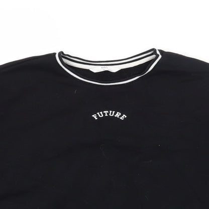 Marks and Spencer Girls Black  Cotton Pullover Sweatshirt Size 13-14 Years  Pullover - Future