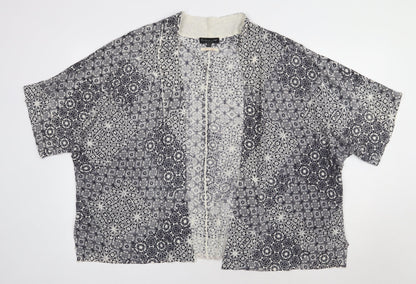 F&F Womens Blue V-Neck Geometric Acrylic Cardigan Jumper Size 12