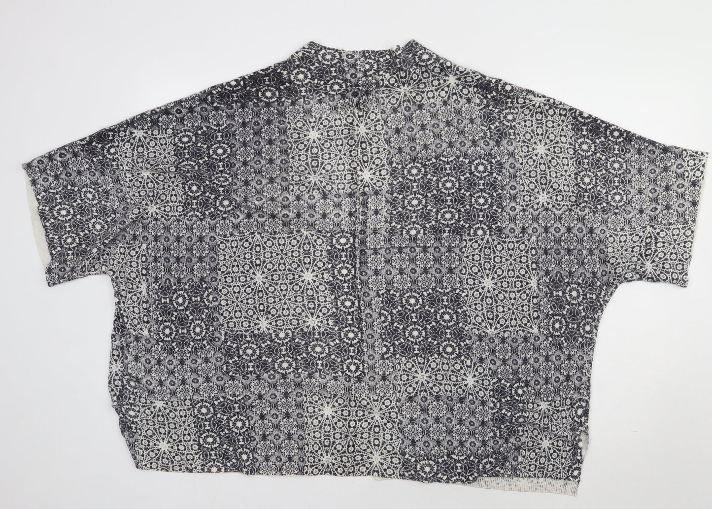 F&F Womens Blue V-Neck Geometric Acrylic Cardigan Jumper Size 12