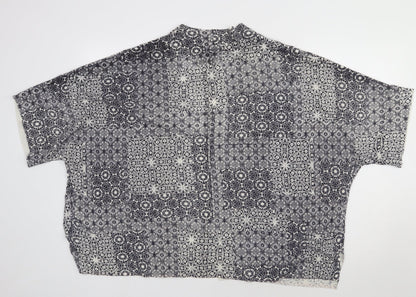 F&F Womens Blue V-Neck Geometric Acrylic Cardigan Jumper Size 12