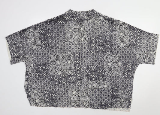 F&F Womens Blue V-Neck Geometric Acrylic Cardigan Jumper Size 12