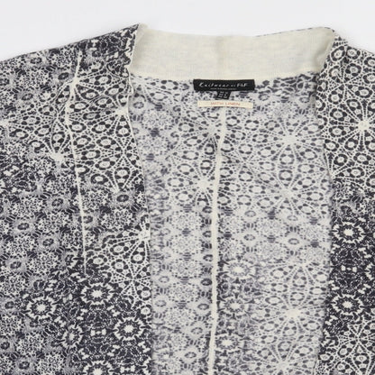 F&F Womens Blue V-Neck Geometric Acrylic Cardigan Jumper Size 12