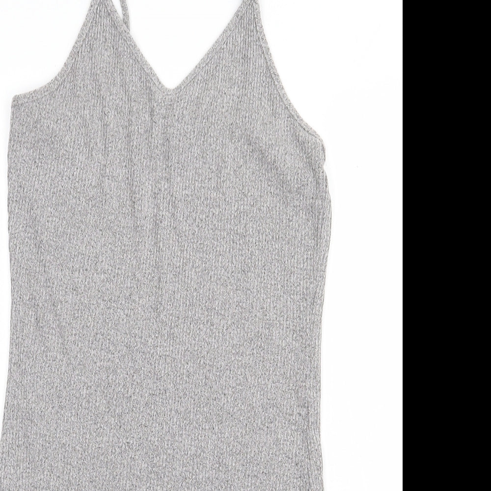 Topshop Womens Grey  Viscose Slip Dress  Size 14  V-Neck Pullover
