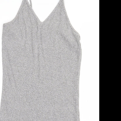 Topshop Womens Grey  Viscose Slip Dress  Size 14  V-Neck Pullover