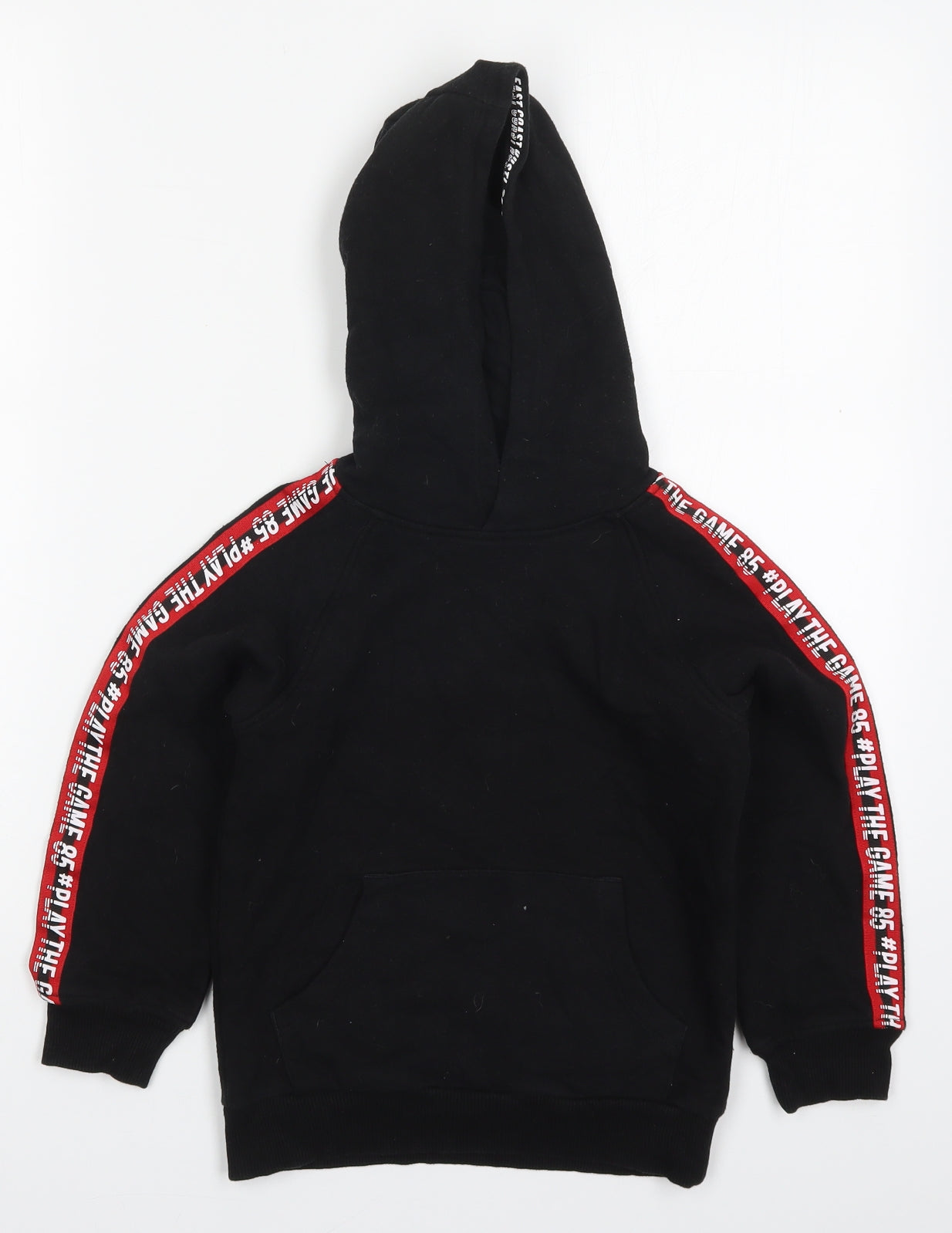 Matalan Boys Black  Cotton Pullover Hoodie Size 7 Years  Pullover - Play The Game