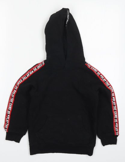 Matalan Boys Black  Cotton Pullover Hoodie Size 7 Years  Pullover - Play The Game