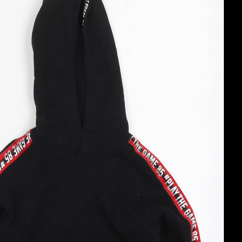 Matalan Boys Black  Cotton Pullover Hoodie Size 7 Years  Pullover - Play The Game