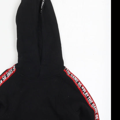 Matalan Boys Black  Cotton Pullover Hoodie Size 7 Years  Pullover - Play The Game
