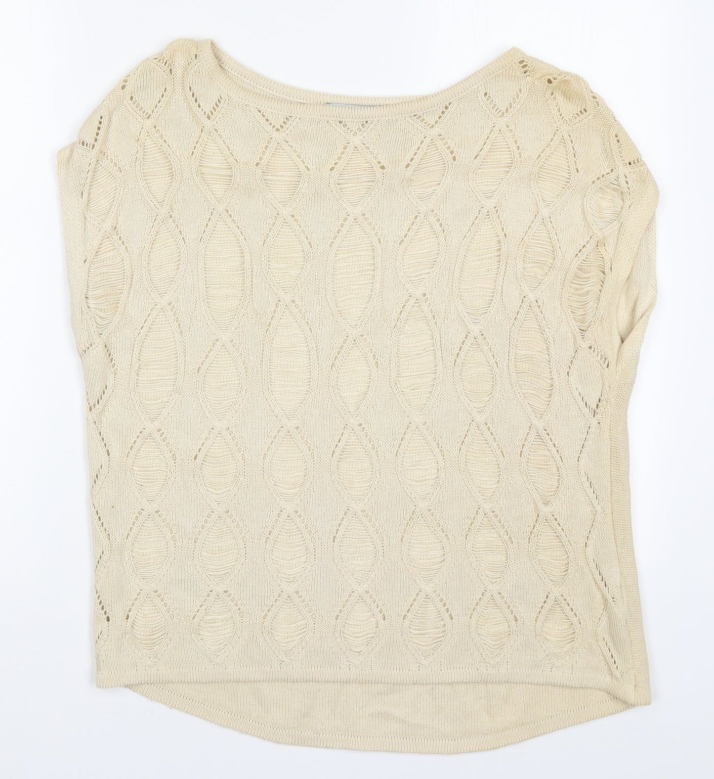 George Womens Beige Round Neck  Cotton Pullover Jumper Size 10