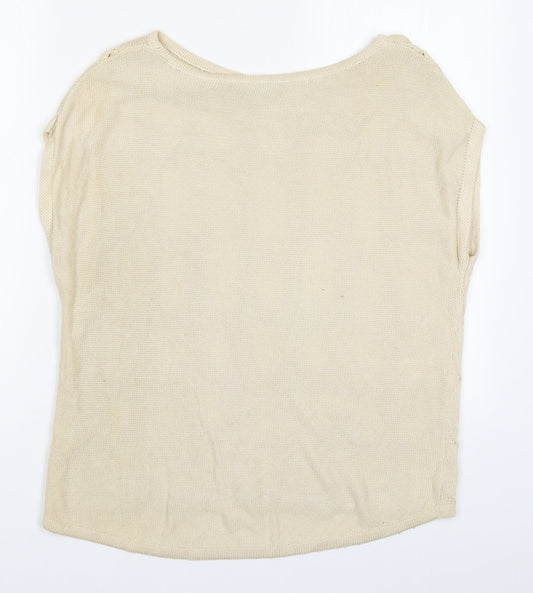 George Womens Beige Round Neck  Cotton Pullover Jumper Size 10
