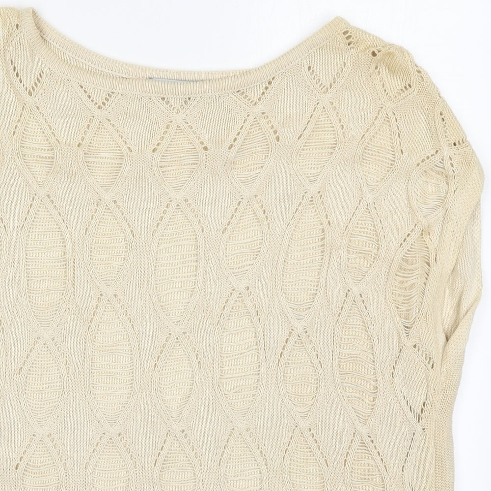 George Womens Beige Round Neck  Cotton Pullover Jumper Size 10