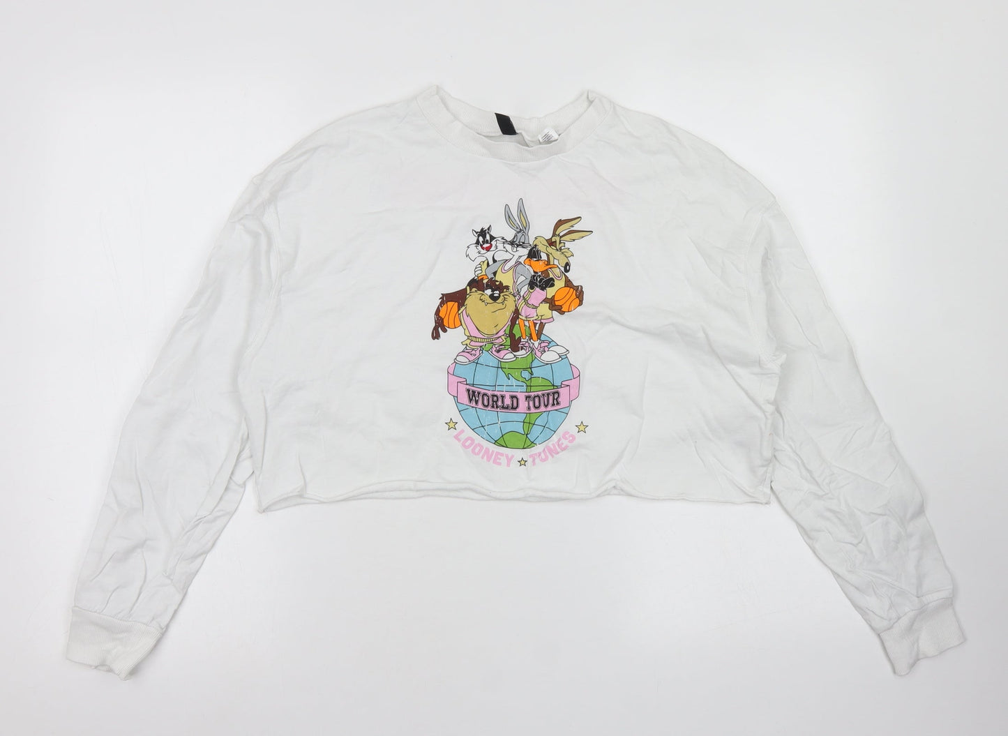 Womens UK Size M Divided White Cropped T-Shirt