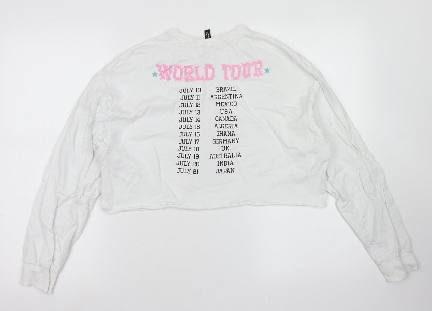 Womens UK Size M Divided White Cropped T-Shirt