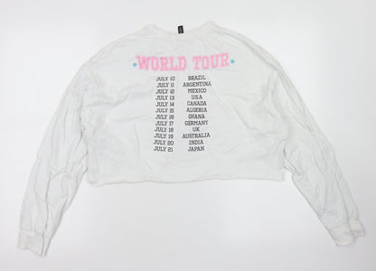Womens UK Size M Divided White Cropped T-Shirt