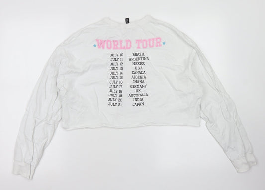 Womens UK Size M Divided White Cropped T-Shirt
