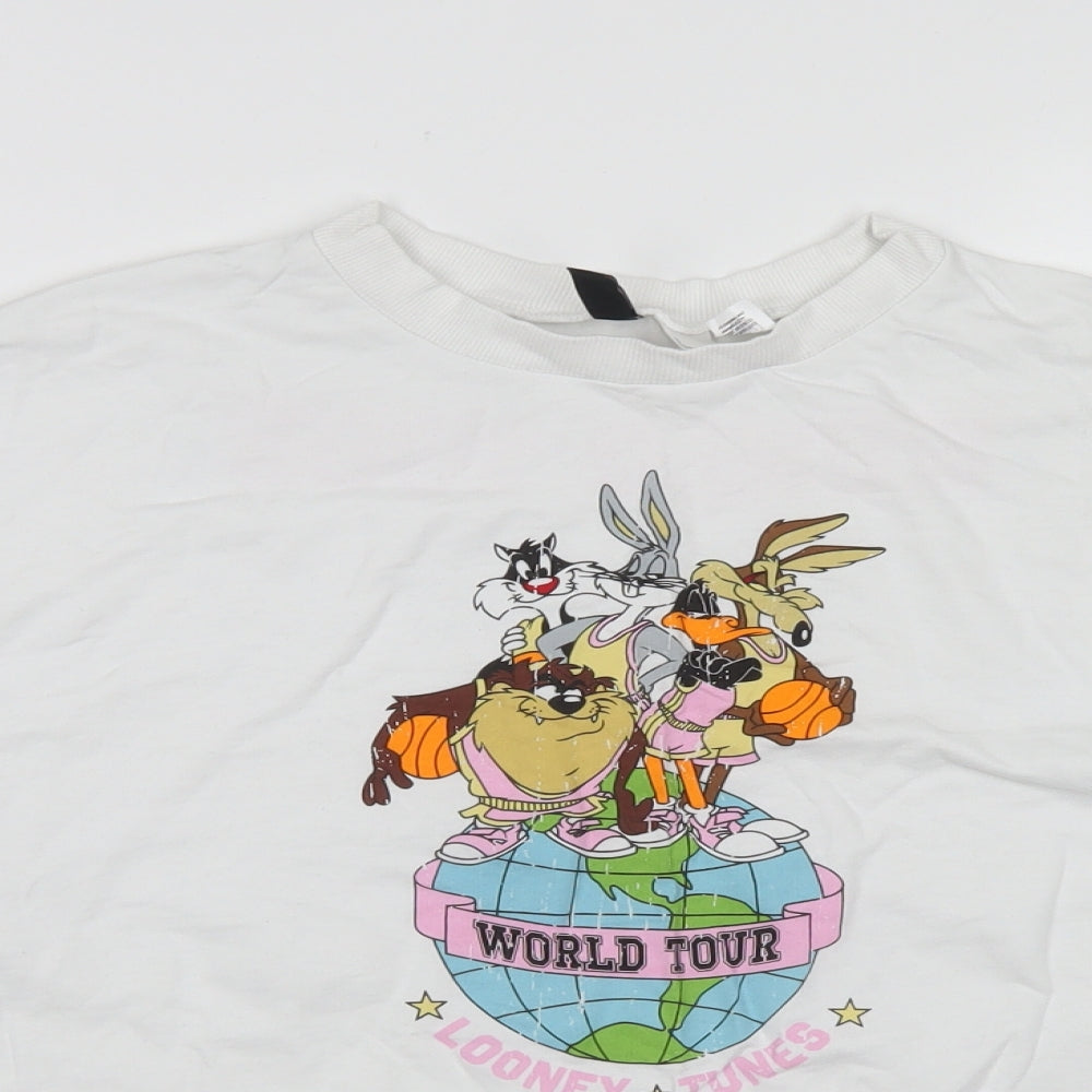 Womens UK Size M Divided White Cropped T-Shirt