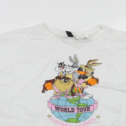 Womens UK Size M Divided White Cropped T-Shirt