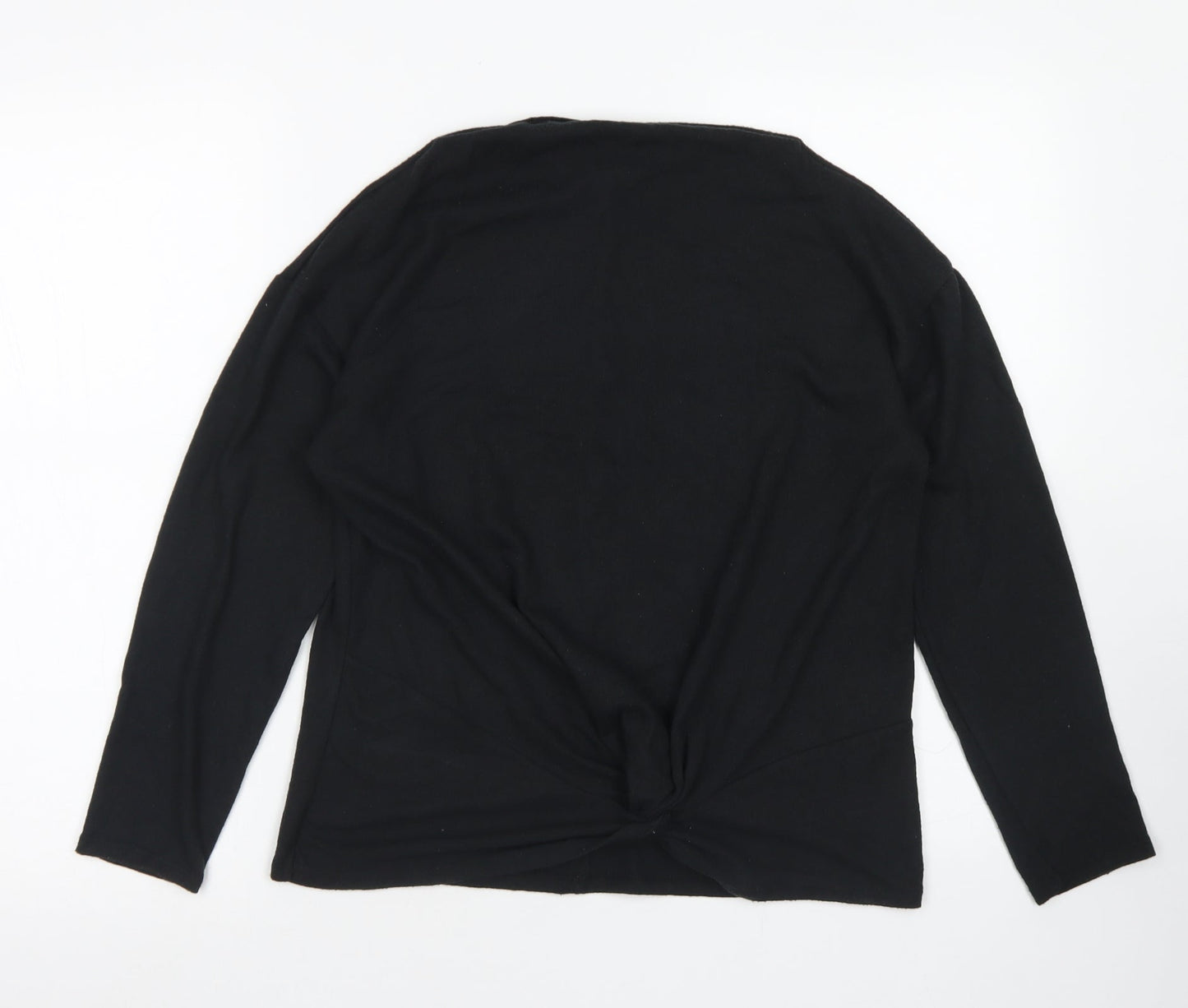 George Womens Black  Polyester Basic T-Shirt Size 10 Boat Neck - knot front