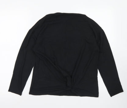 George Womens Black  Polyester Basic T-Shirt Size 10 Boat Neck - knot front