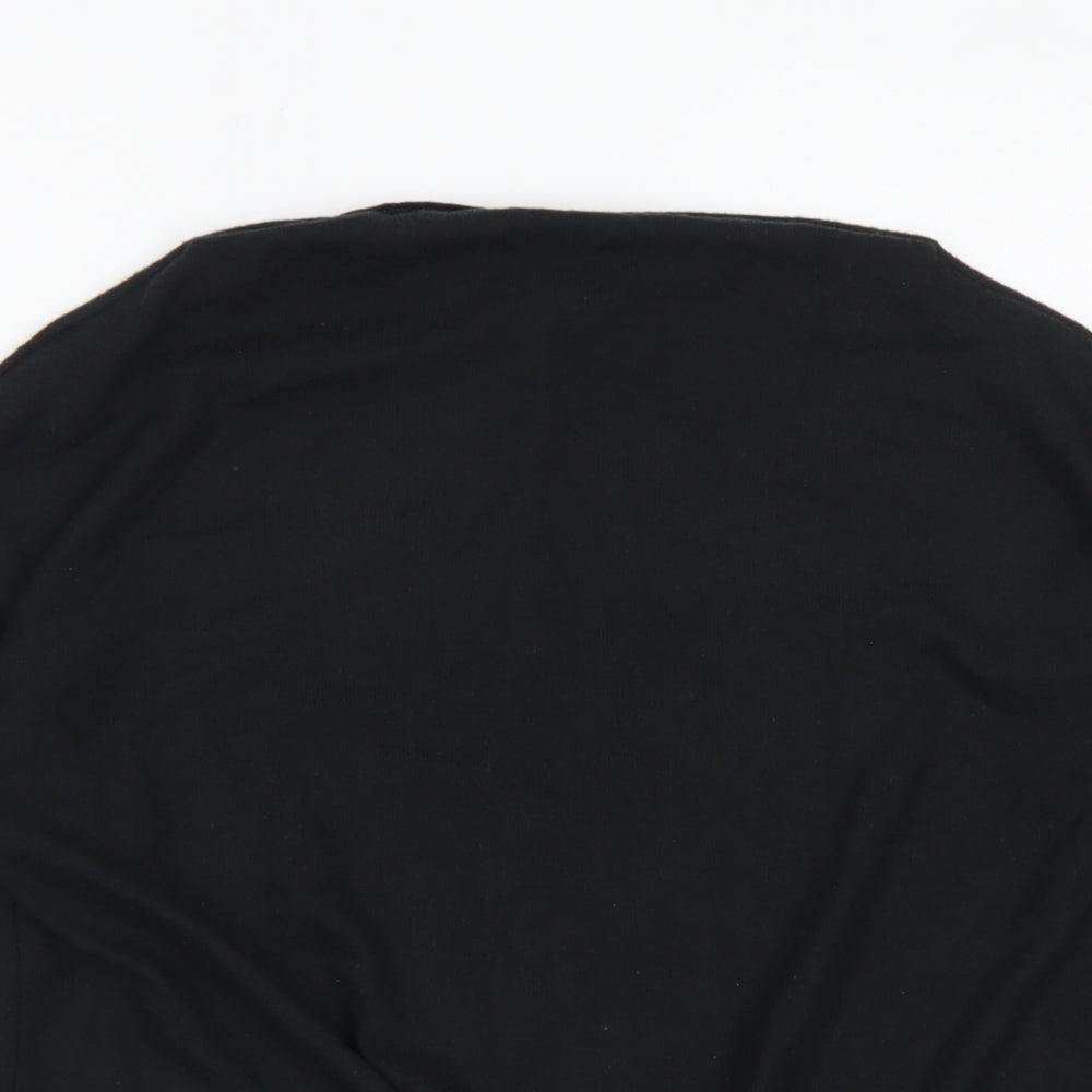 George Womens Black  Polyester Basic T-Shirt Size 10 Boat Neck - knot front