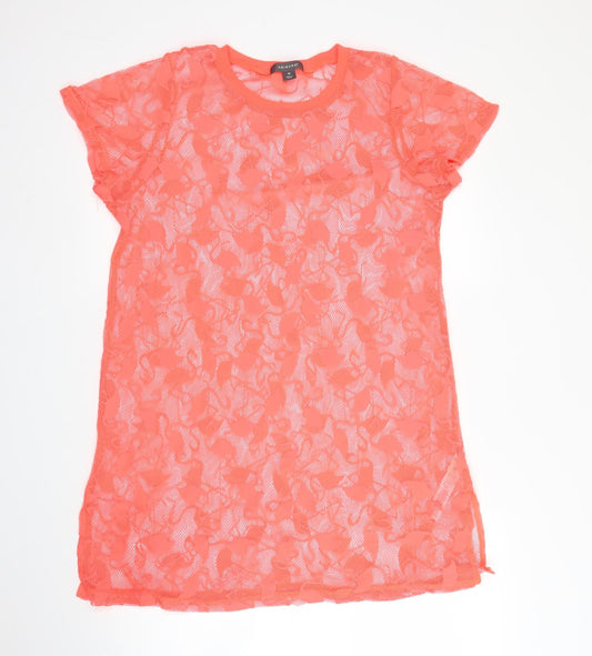 Primark Womens Pink Floral Polyester Tunic Blouse Size M Round Neck