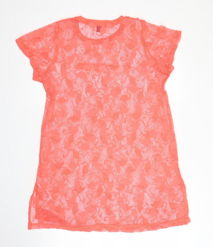 Primark Womens Pink Floral Polyester Tunic Blouse Size M Round Neck