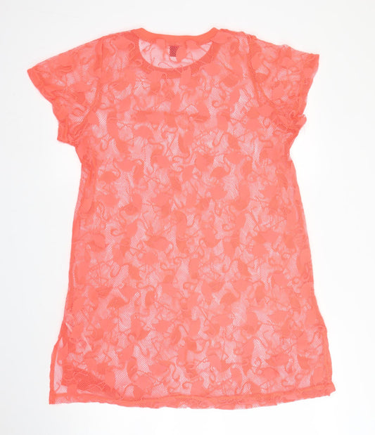 Primark Womens Pink Floral Polyester Tunic Blouse Size M Round Neck