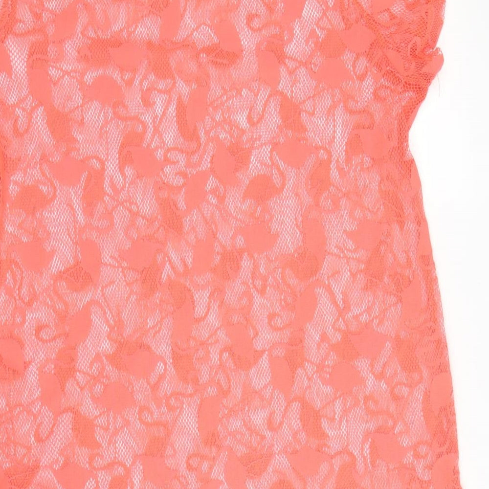 Primark Womens Pink Floral Polyester Tunic Blouse Size M Round Neck