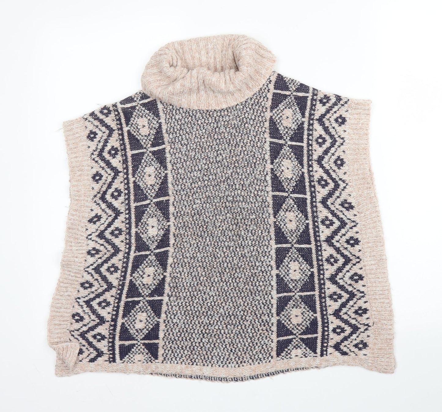 Matalan Girls Pink Roll Neck Fair Isle Acrylic Pullover Jumper Size 8 Years