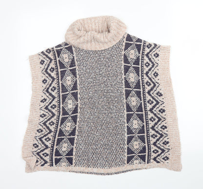 Matalan Girls Pink Roll Neck Fair Isle Acrylic Pullover Jumper Size 8 Years
