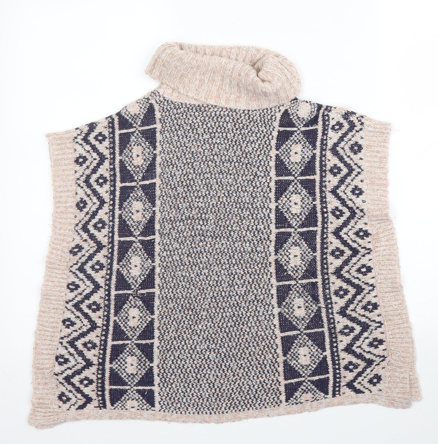 Matalan Girls Pink Roll Neck Fair Isle Acrylic Pullover Jumper Size 8 Years