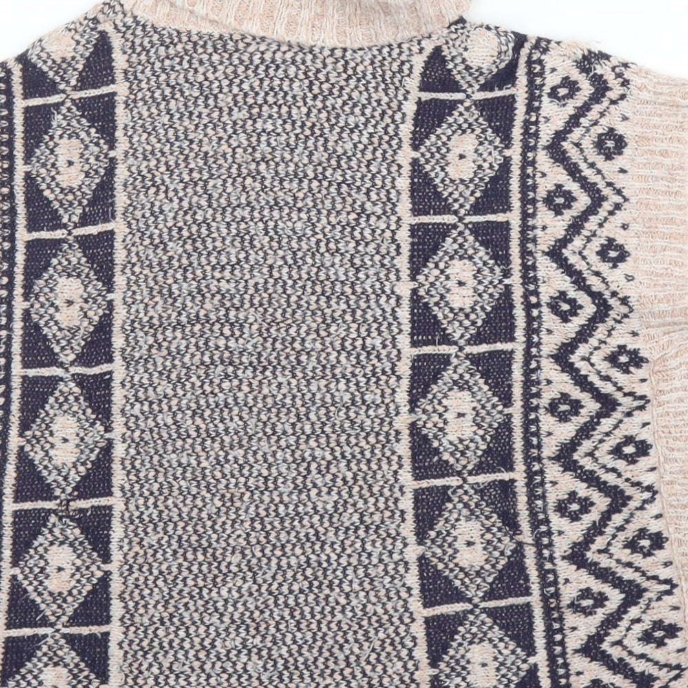 Matalan Girls Pink Roll Neck Fair Isle Acrylic Pullover Jumper Size 8 Years