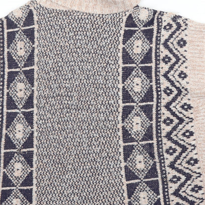 Matalan Girls Pink Roll Neck Fair Isle Acrylic Pullover Jumper Size 8 Years