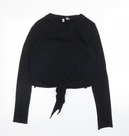 H&M Womens Black Round Neck  Cotton Pullover Jumper Size XS