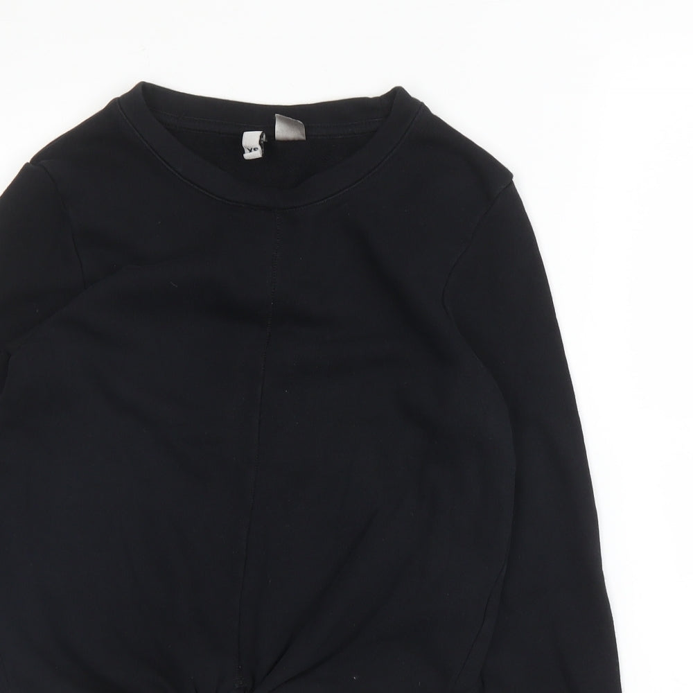 H&M Womens Black Round Neck  Cotton Pullover Jumper Size XS