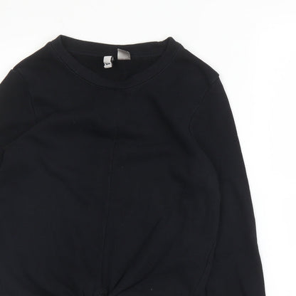 H&M Womens Black Round Neck  Cotton Pullover Jumper Size XS
