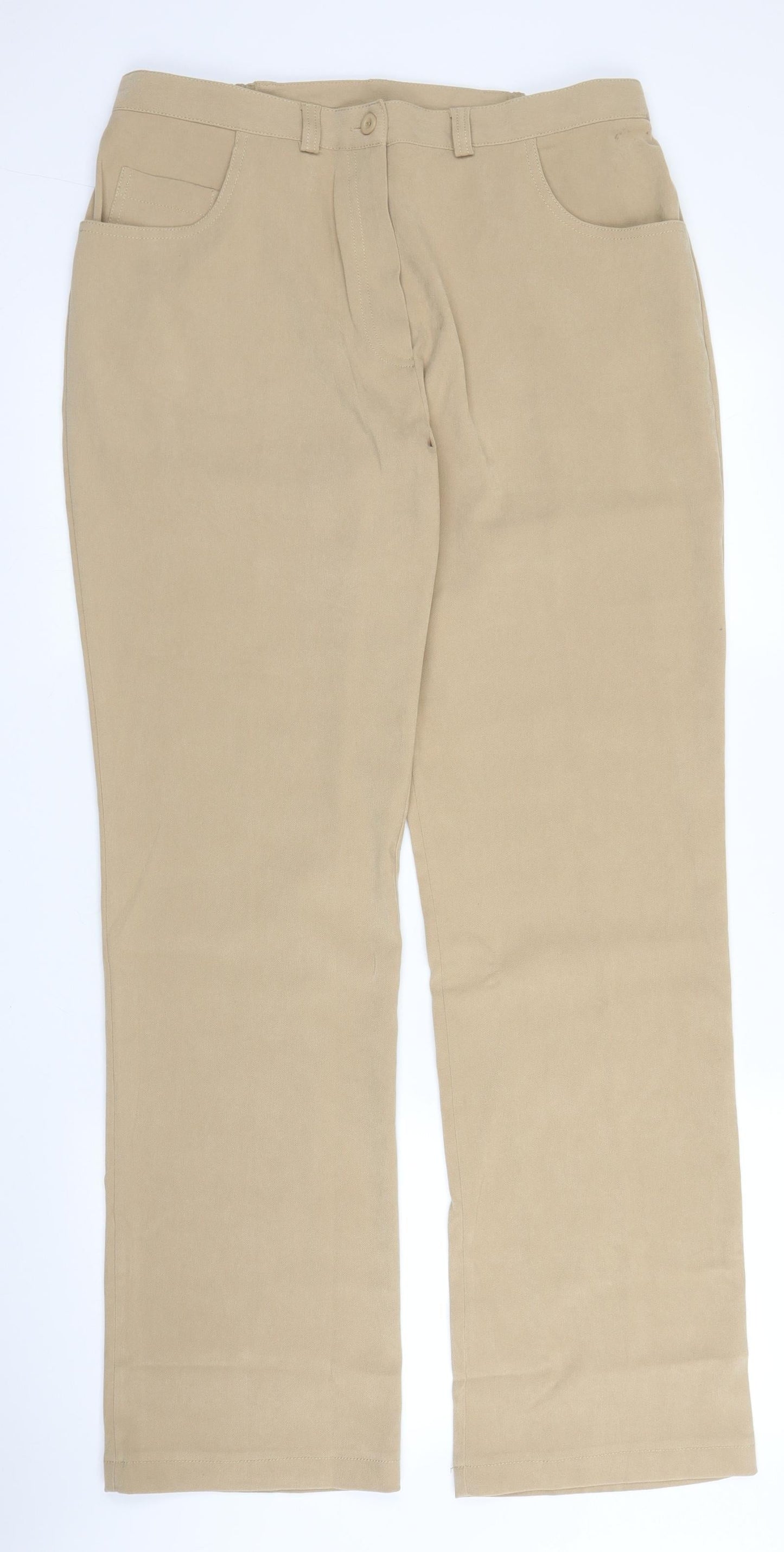 Womens UK Size 16 Casual Comfort Regular Fit  Beige Trousers