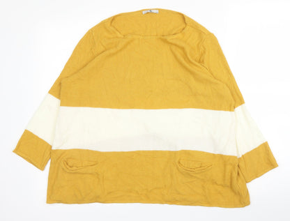 TU Womens Yellow Round Neck  Acrylic Pullover Jumper Size 14