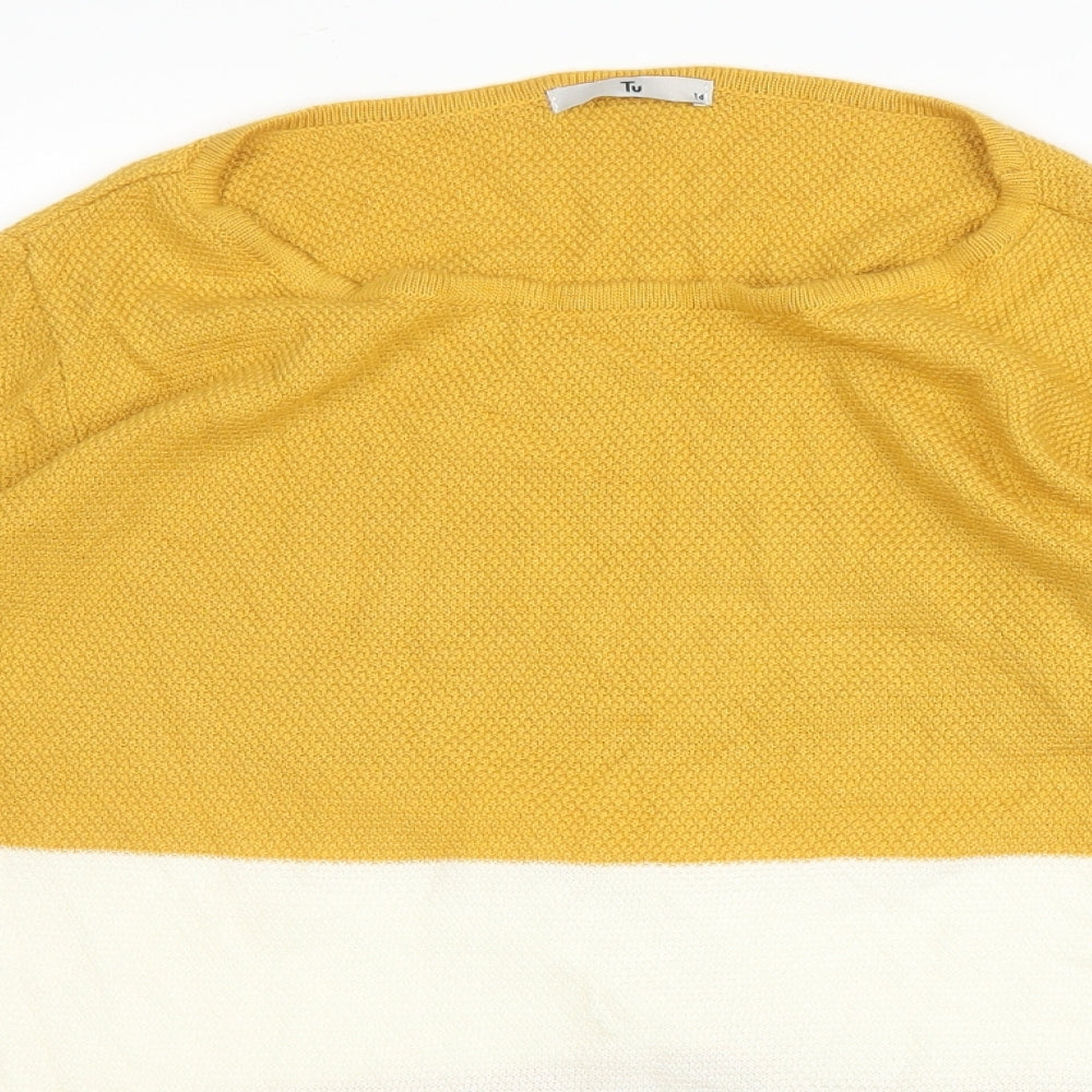 TU Womens Yellow Round Neck  Acrylic Pullover Jumper Size 14
