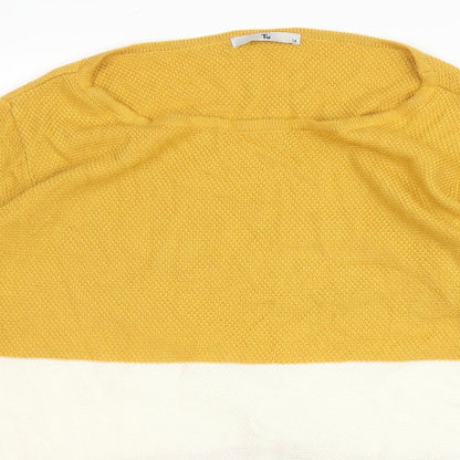 TU Womens Yellow Round Neck  Acrylic Pullover Jumper Size 14