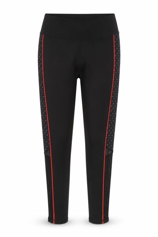 Front view of WorkOut women’s black polyester carrot leggings, size M, 27-inch leg