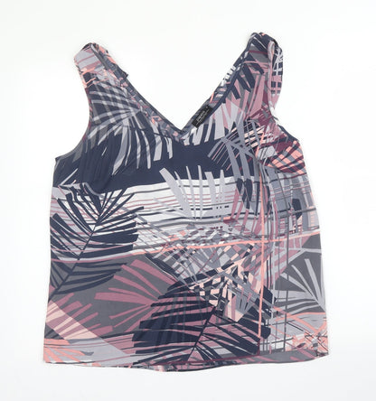 Papaya Womens Purple Geometric Polyester Basic Blouse Size 12 V-Neck