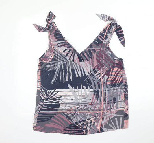 Papaya Womens Purple Geometric Polyester Basic Blouse Size 12 V-Neck