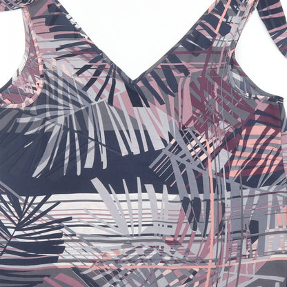 Papaya Womens Purple Geometric Polyester Basic Blouse Size 12 V-Neck