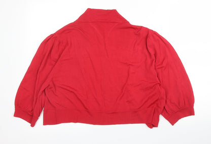 Womens UK Size XL Planet Red Cardigan Jumper