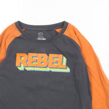 Neon Sheep Boys Orange  Cotton Basic T-Shirt Size 5 Years Round Neck