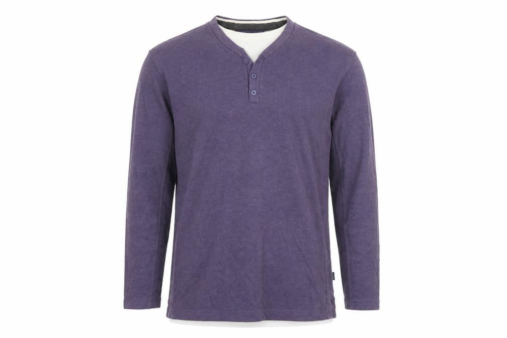 Front view of Debenhams men’s purple round neck cotton jumper, size M