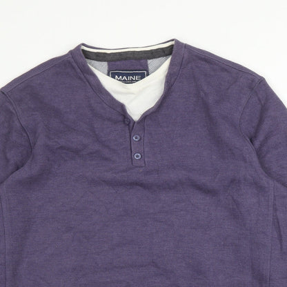 Debenhams Mens Purple Round Neck  Cotton Pullover Jumper Size M